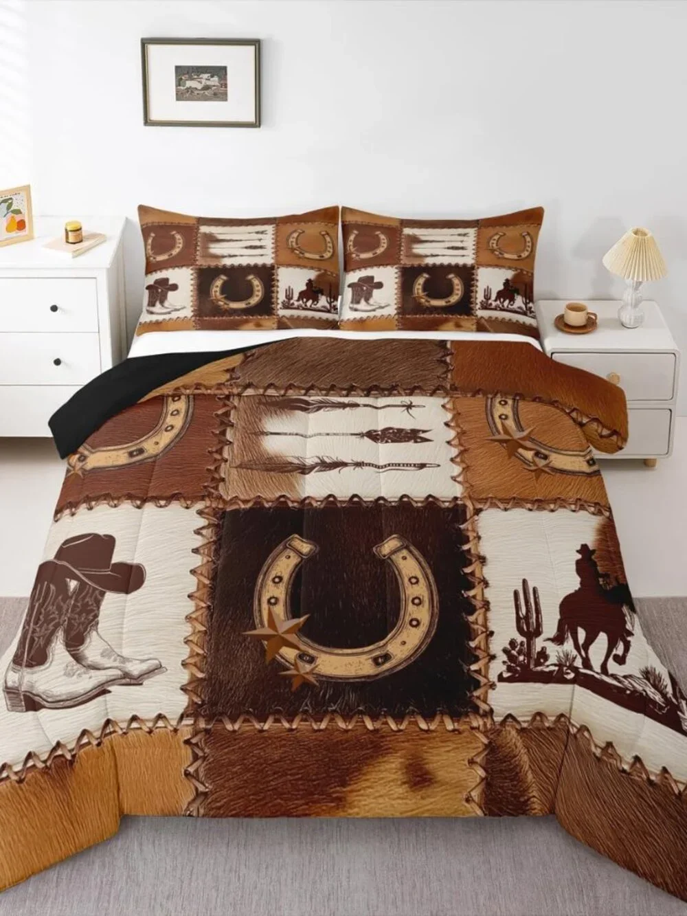 Western Cowboy Comforter Set Queen Rustic Horse Cowboy Bedding Set for Kids Boys